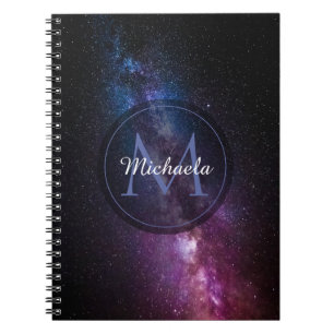 Milky way bright colours personalizable monogram notebook