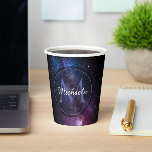 Milky way bright colours personalizable monogram paper cups
