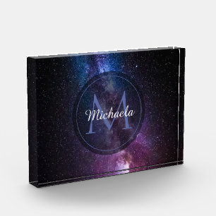 Milky way bright colours personalizable monogram photo block
