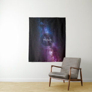 Milky way bright colours personalizable monogram tapestry