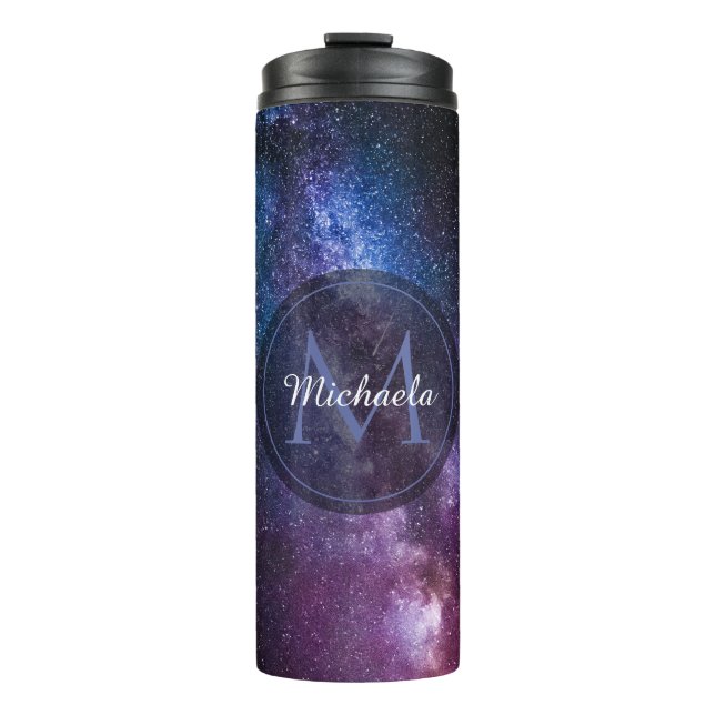 Milky way bright colours personalizable monogram thermal tumbler (Front)