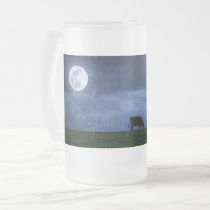 Milky Way Cattle Moonlight Frosted Glass Beer Mug