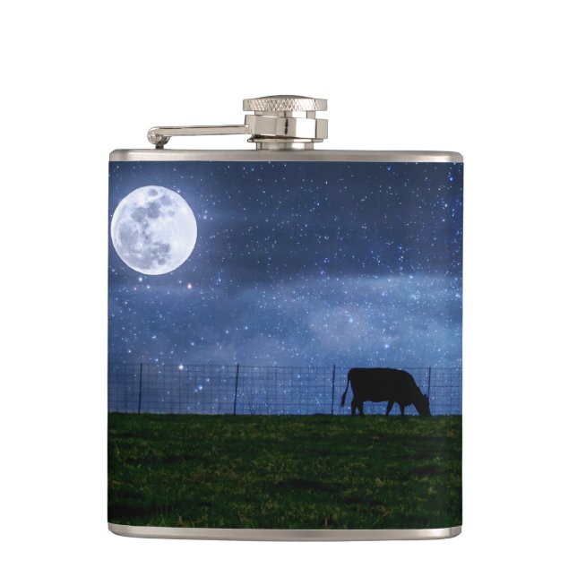 Milky Way Cattle Moonlight Hip Flask (Front)