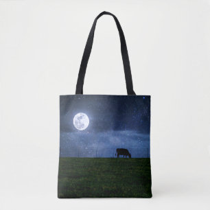 Milky Way Cattle Moonlight Tote Bag