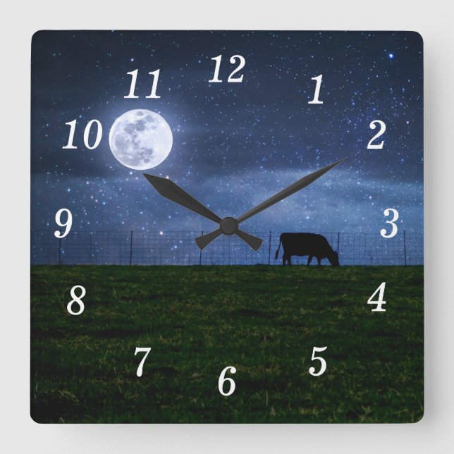 Milky Way Cattle Moonlight Wall Clock (Front)