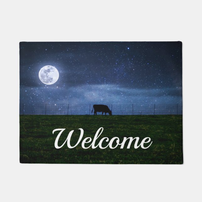 Milky Way Cattle Moonlight Welcome Doormat (Front)
