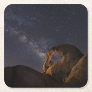 Milky Way & Cyclops Arch Alabama Hills Square Paper Coaster