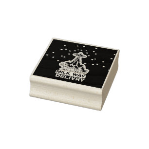 Milky Way Delivery Funny Cow UFO Space Abduction Rubber Stamp