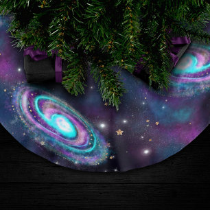 Milky Way Galaxy Cosmic Blue Purple Pink Glow Brushed Polyester Tree Skirt