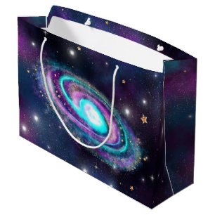 Milky Way Galaxy   Cosmic Blue Purple Pink Glow Large Gift Bag