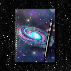 Milky Way Galaxy Cosmic Blue Purple Pink Glow Notebook