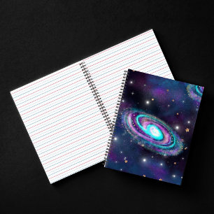 Milky Way Galaxy Cosmic Blue Purple Pink Glow Notebook
