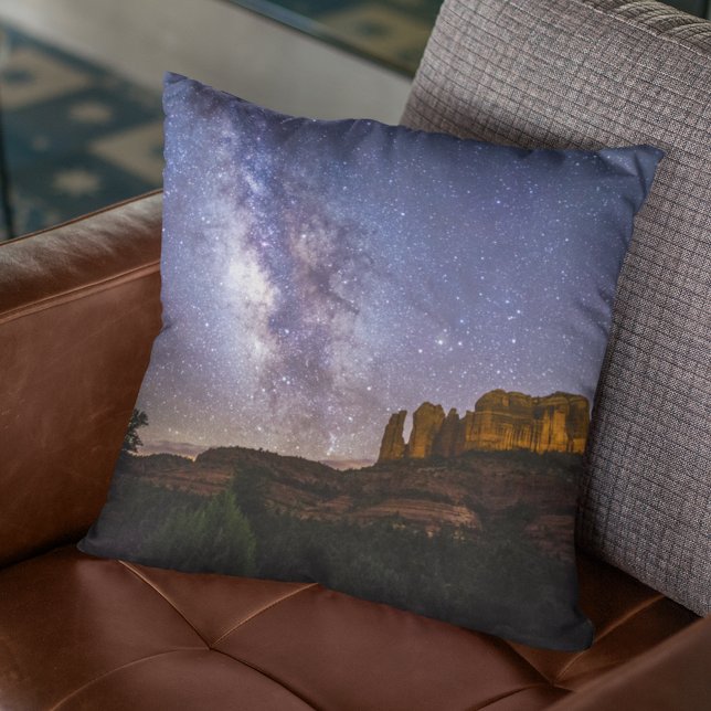 Milky Way Galaxy Over Cathedral Rock, Arizona Cushion (Creator Uploaded)