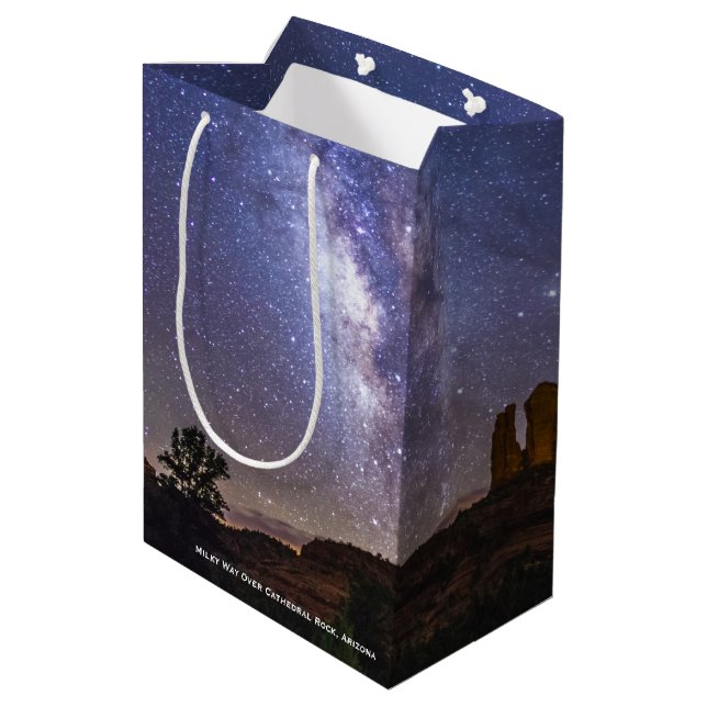 Milky Way Galaxy Over Cathedral Rock, Arizona Medium Gift Bag (Back Angled)