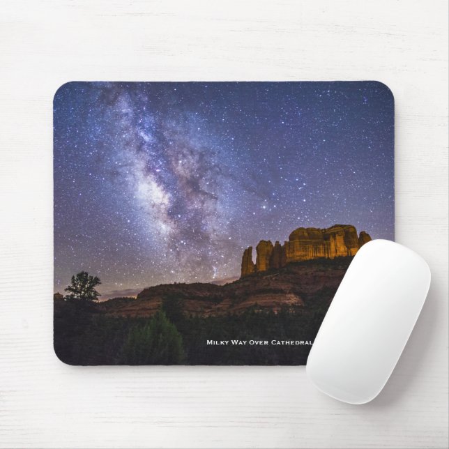 Milky Way Galaxy Over Cathedral Rock, Arizona Mouse Mat (With Mouse)