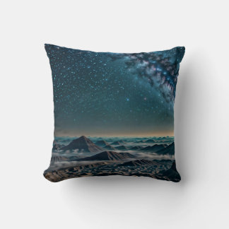 Milky Way Galaxy Over Desert Mountains Cushion