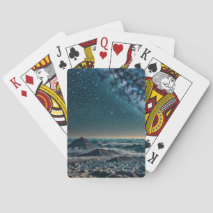 Milky Way Galaxy Over Desert Mountains Playing Cards
