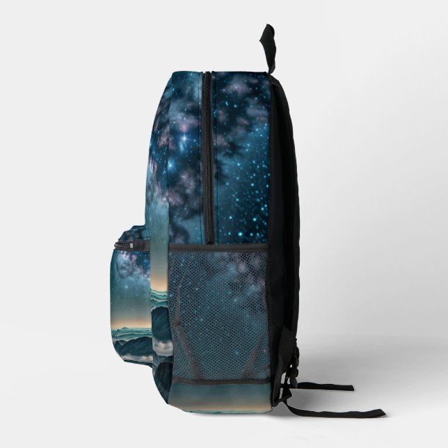 Milky Way Galaxy Over Desert Mountains Printed Backpack (Right)