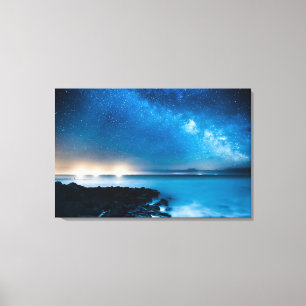 Milky Way Galaxy Over Fishing Boats Canvas Print