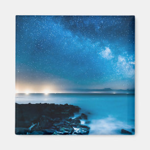 Milky Way Galaxy Over Fishing Boats Magnet