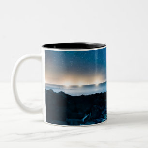 Milky Way Galaxy Over Fishing Boats Two-Tone Coffee Mug