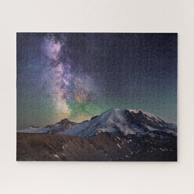 Milky Way Galaxy Over Mount Rainier Jigsaw Puzzle (Horizontal)