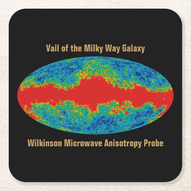 Milky Way Galaxy Veil Over WMAP Universe   Square Paper Coaster (Front)