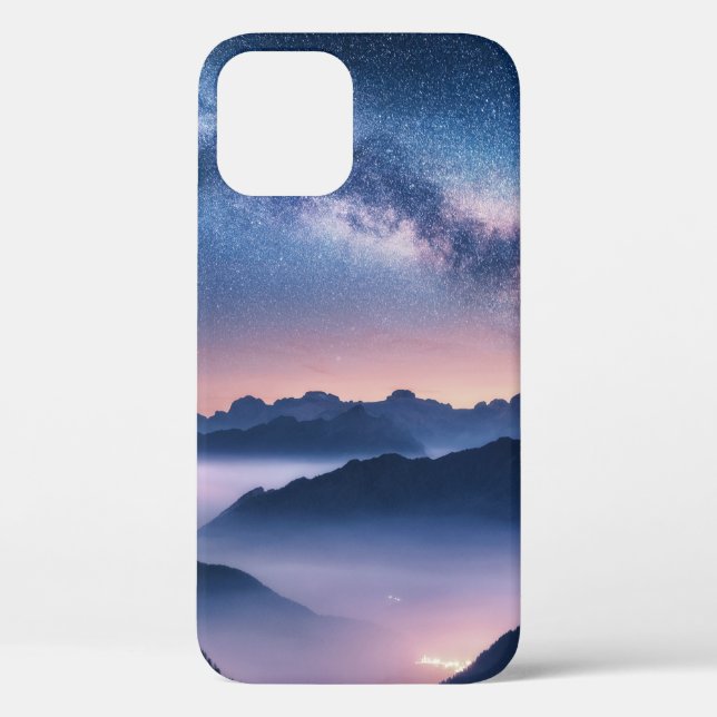 Milky Way over mountains in fog at night in summer Case-Mate iPhone Case (Back)