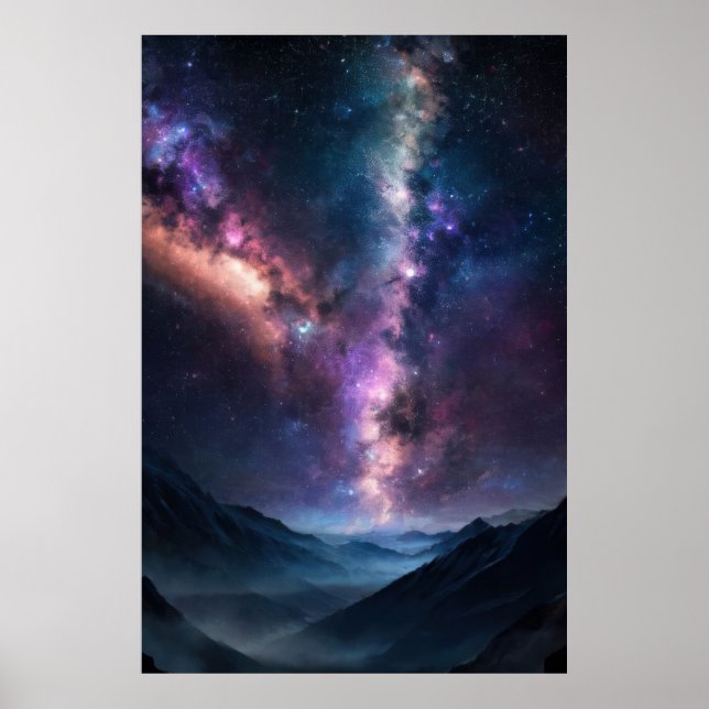Milky Way Over Mountains Poster (Front)