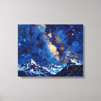 Milky Way Over Mountains Premium Wrapped Canvas 