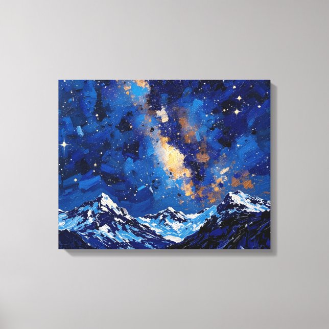 Milky Way Over Mountains Premium Wrapped Canvas  (Front)
