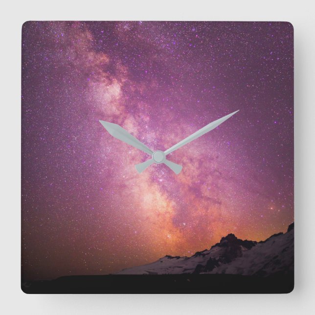 Milky Way | Over the Shoulder of Mt. Rainier Square Wall Clock (Front)