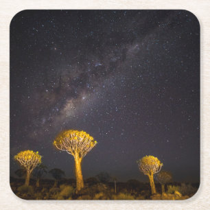 Milky Way Quiver Tree Keetmanshoop Namibia Square Paper Coaster