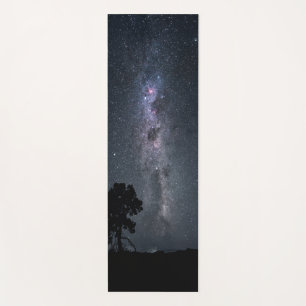 milky way stars and a tree yoga mat