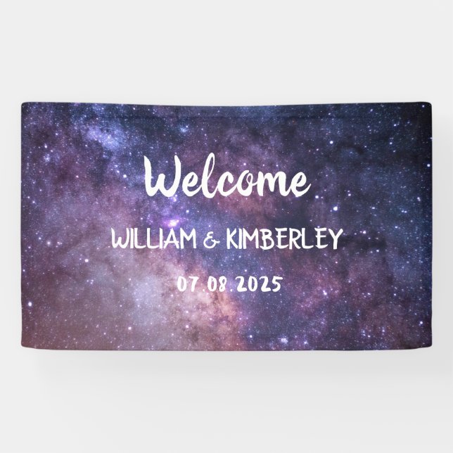 Milky Way Stars Sky Galaxy Elegant Wedding Banner (Horizontal)