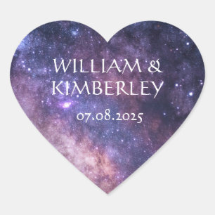 Milky Way Stars Sky Galaxy Elegant Wedding Heart Sticker