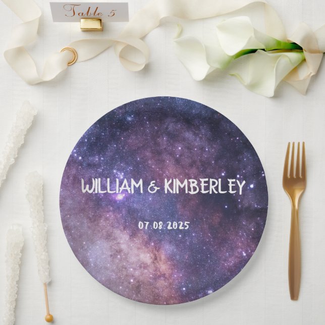 Milky Way Stars Sky Galaxy Elegant Wedding  Paper Plate (Wedding)