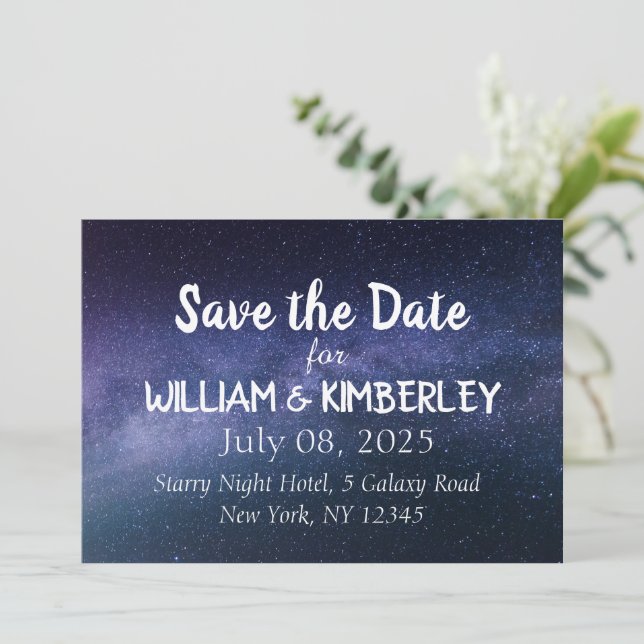 Milky Way Stars Sky Galaxy Elegant Wedding Save Th The Date (Standing Front)