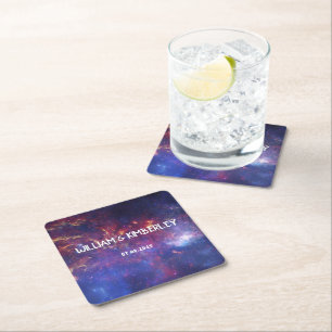 Milky Way Stars Sky Galaxy Elegant Wedding Square Paper Coaster