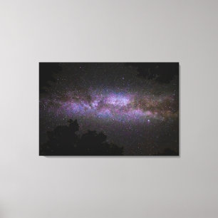 Milky way with trees silhouette canvas print