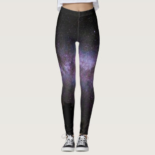 Milky way with trees silhouette leggings