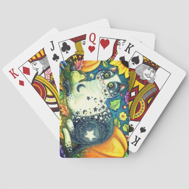 MILKYWAY, A MYSTICAL HALLOWEEN CAT, MOON & STARS PLAYING CARDS (Back)