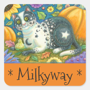 MILKYWAY Halloween Folk Art CAT STICKERS Sheet