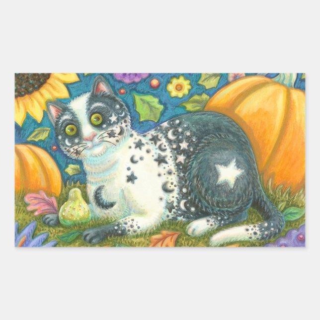 MILKYWAY Halloween Folk Art CAT STICKERS Sheet (Front)