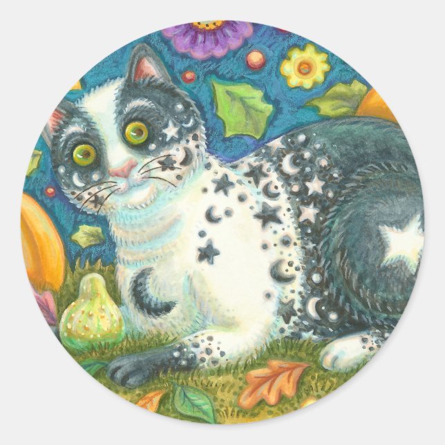MILKYWAY HALLOWEEN MYSTICAL CAT STICKERS Round (Front)