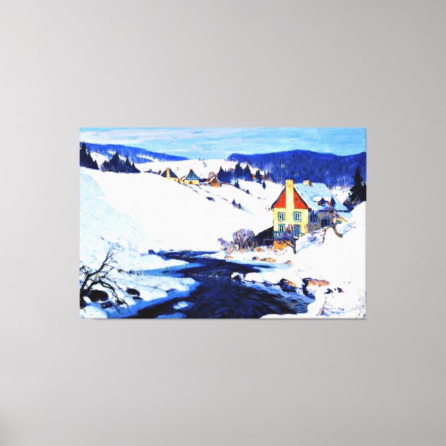 Mill and Stream, Morning Sun painting Canvas Print (Front)