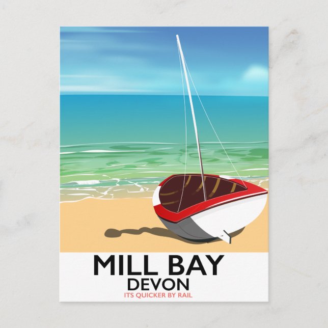 Mill Bay Devon Rail poster Postcard (Front)