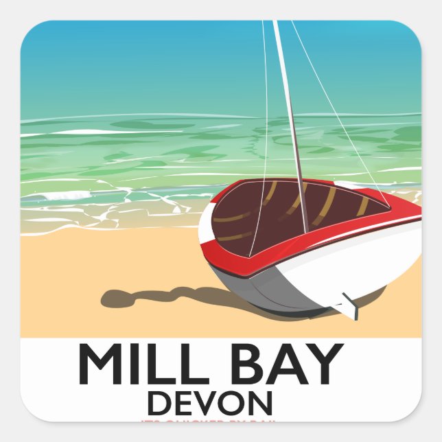 Mill Bay Devon Rail poster Square Sticker (Front)