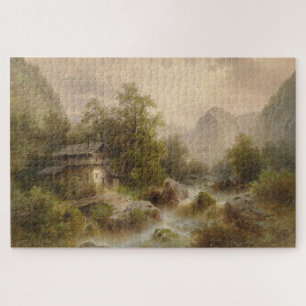 Mill on a Mountain Stream (by Albert Rieger) Jigsaw Puzzle