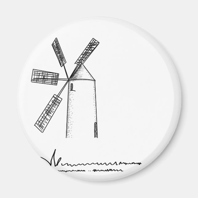 mill on white background magnet (Front)